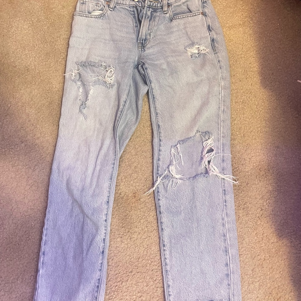 PacSun Light Blue Distressed Straight Leg Jeans
